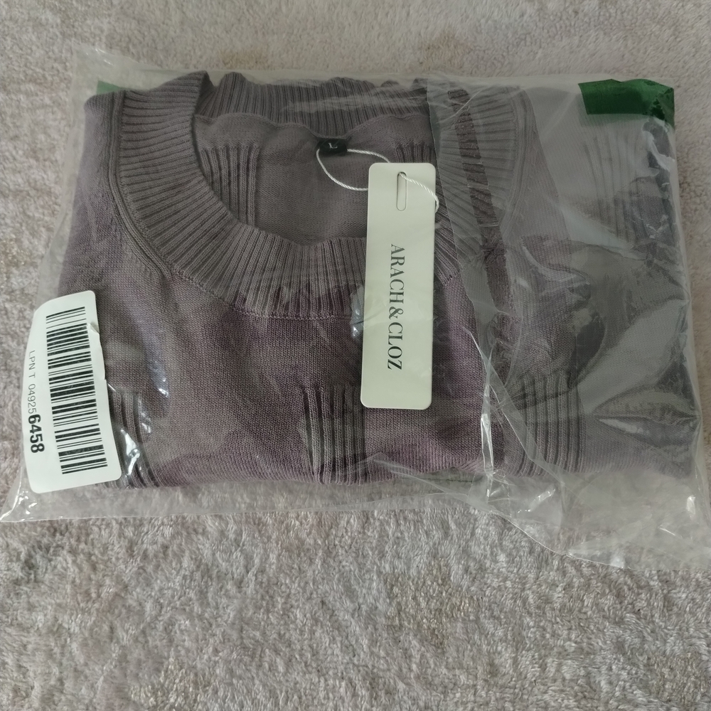 Arach & Cloz Women’s Sweater Short Sleeve Purple Sz L - Picture 2 of 3